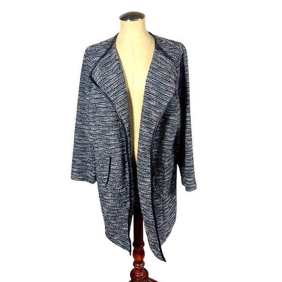 JM Collection Jackets & Blazers - JM Collection Blazer Women's Marled Knit Grey Stripe Work Office Modern Size 2X